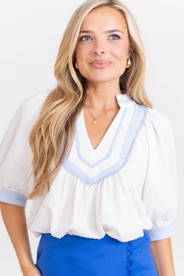Feels Like Magic White Textured Blouse – Shop the Mint