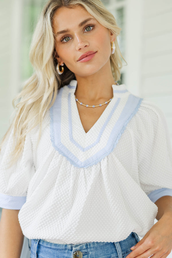 Feels Like Magic White Textured Blouse