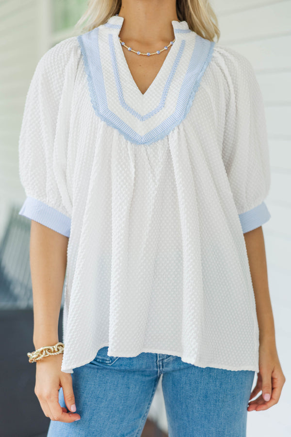 Feels Like Magic White Textured Blouse