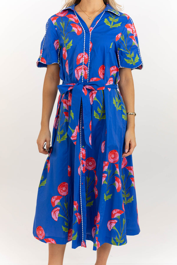 Instant Style Blue Floral Midi Dress