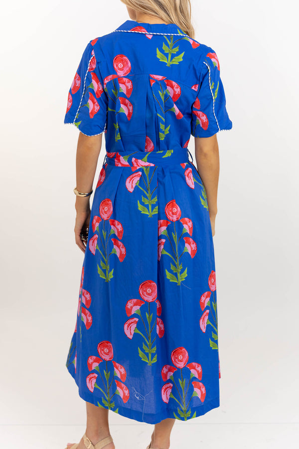 Instant Style Blue Floral Midi Dress