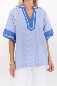 Feels Right Every Time Blue Striped Blouse