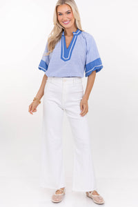 Feels Right Every Time Blue Striped Blouse