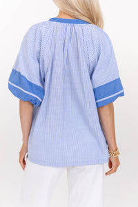Feels Right Every Time Blue Striped Blouse