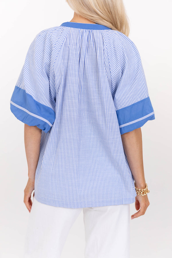 Feels Right Every Time Blue Striped Blouse