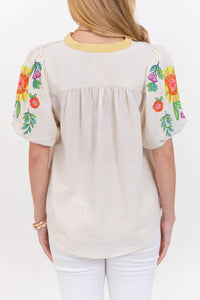 After Five Oatmeal Embroidered Blouse