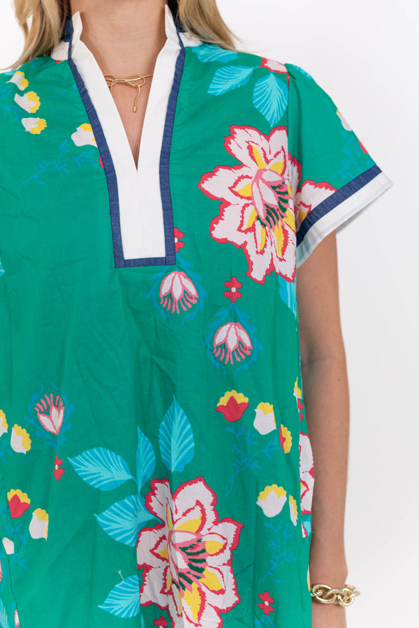 Brunch Plans Green Floral Dress