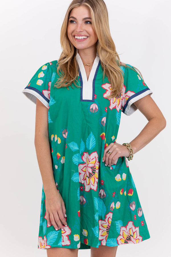 Brunch Plans Green Floral Dress, Small - The Mint Julep Boutique