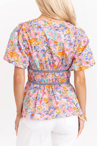 Market Stroll Pink Ditsy Floral Blouse