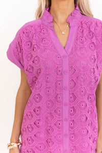 Everyday Appeal Pink Eyelet Blouse