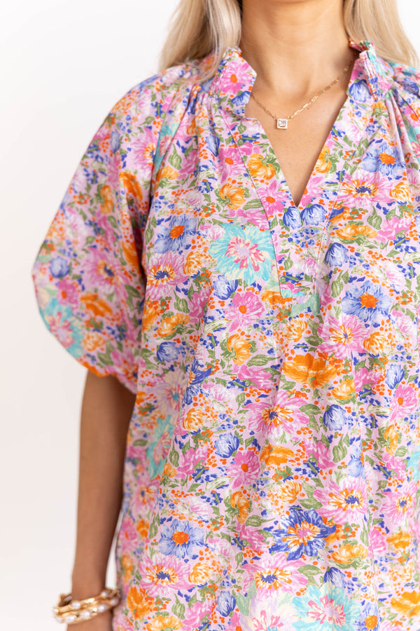 Just What I Needed Pink Floral Blouse