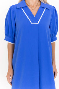 Instant Compliments Blue Textured Midi Dress