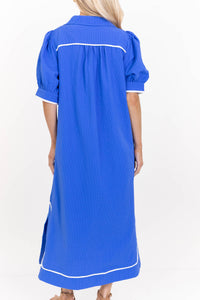 Instant Compliments Blue Textured Midi Dress