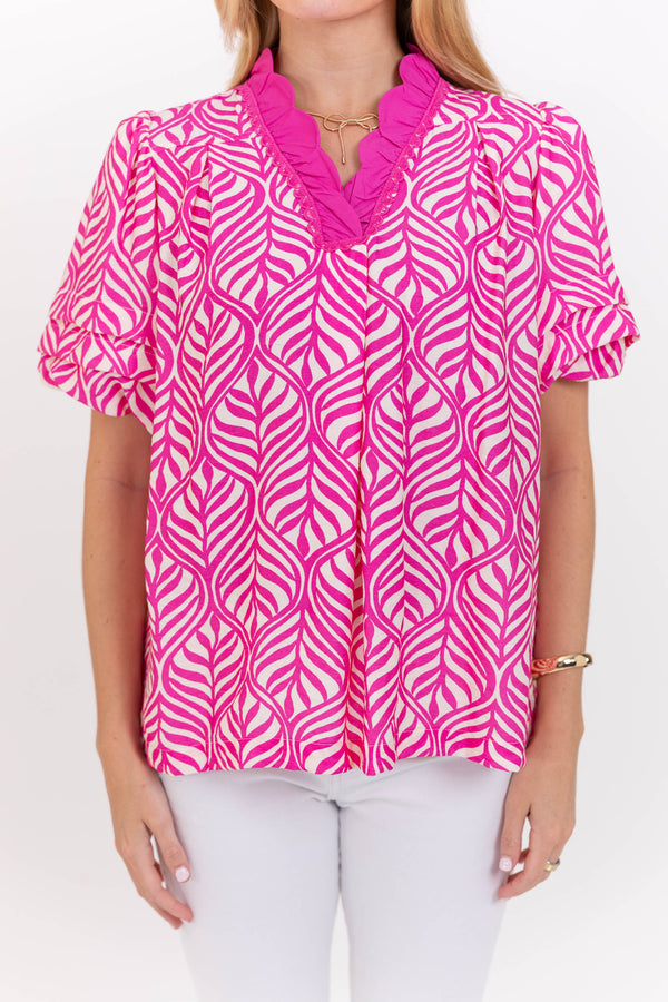 Can’t Miss This Pink Abstract Blouse