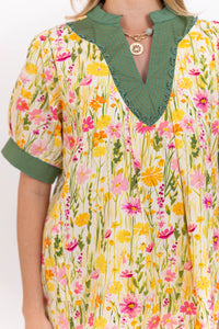 English Garden Yellow Floral Dress
