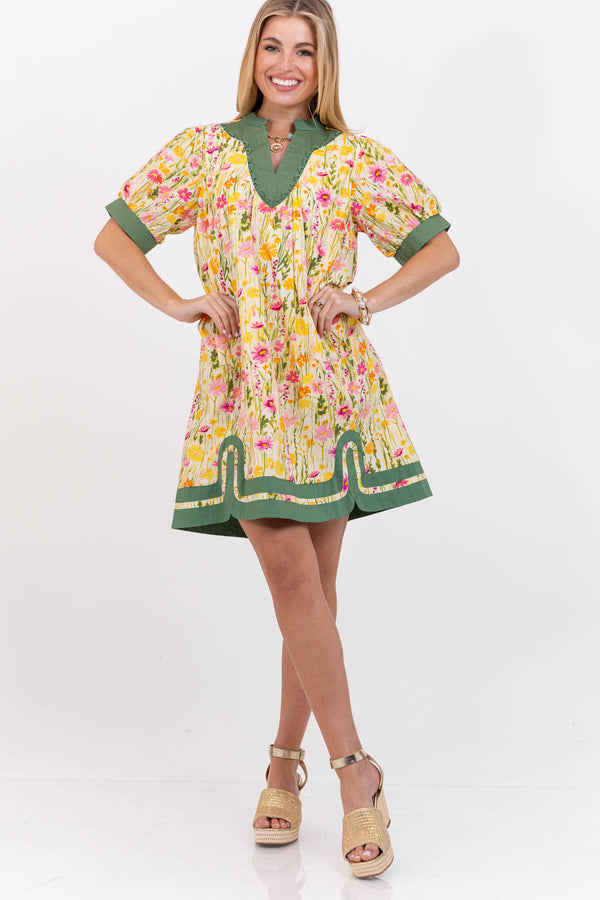 English Garden Yellow Floral Dress