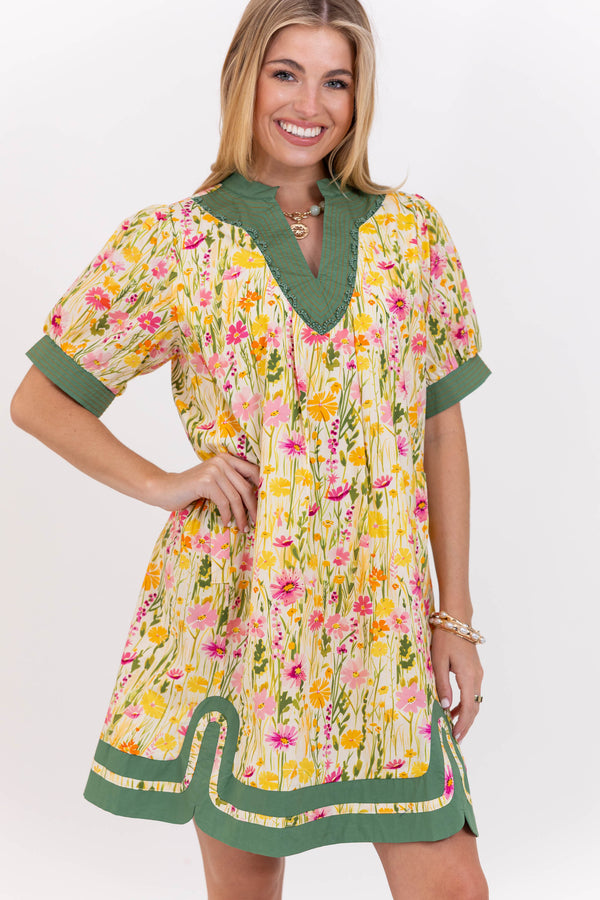English Garden Yellow Floral Dress