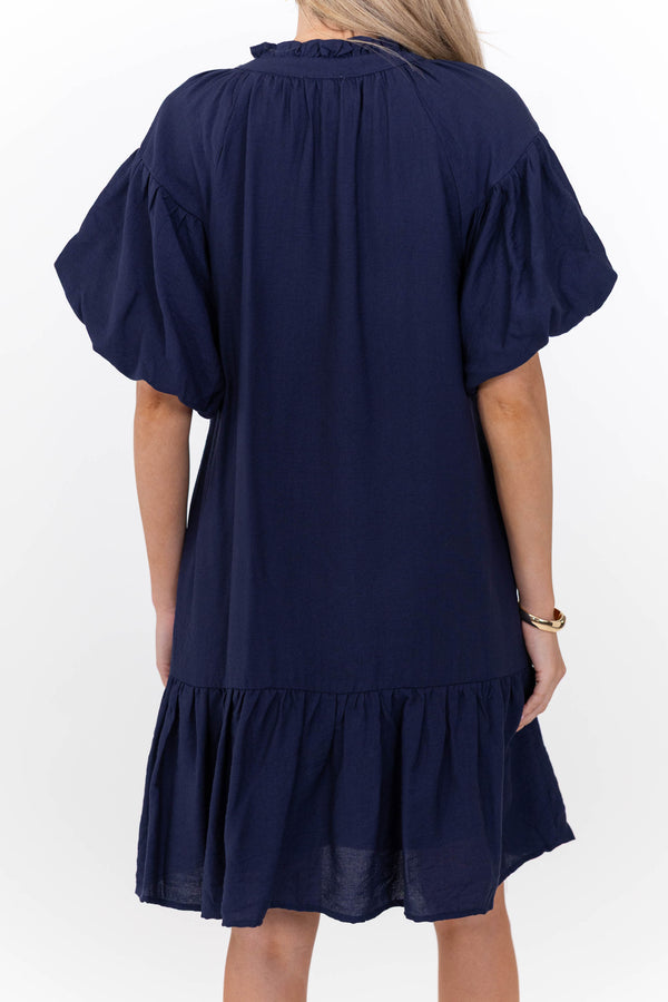 Feels Like A Dream Navy Embroidered Babydoll Dress