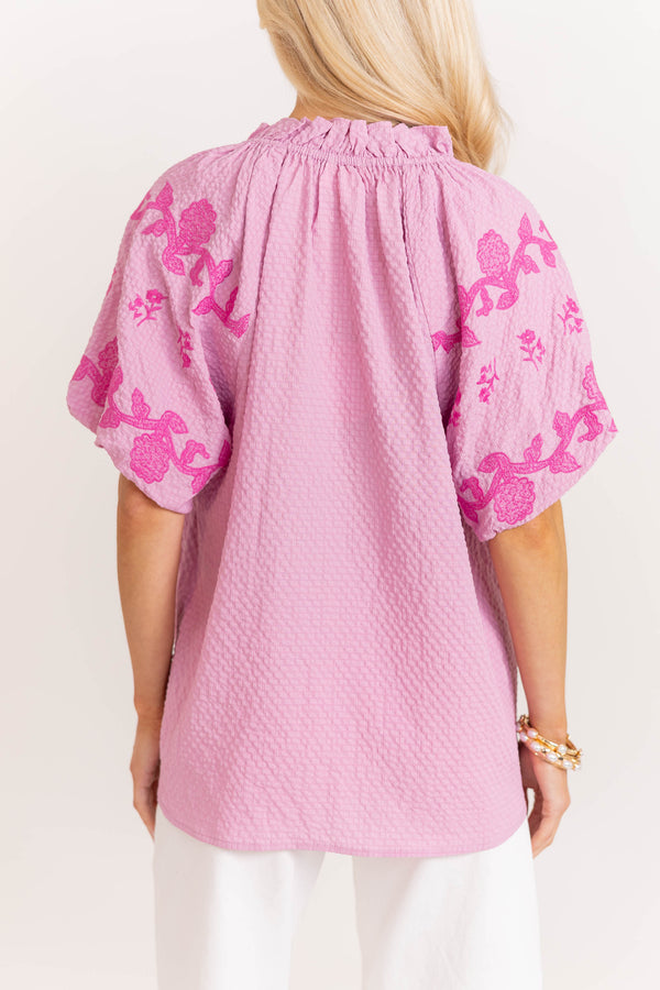 Pois ポワ⭐︎ blousetee   〈pink〉 Worth The Wait Pink Embroidered Blouse – Shop the Mint