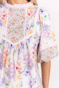 Effortlessly Worn Pink Floral Blouse