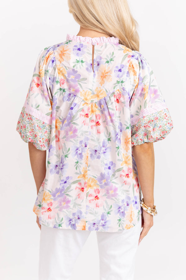 Effortlessly Worn Pink Floral Blouse