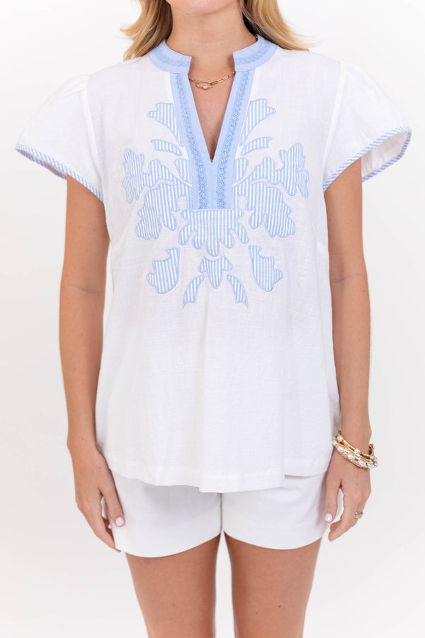 Relaxed With Style White Floral Blouse