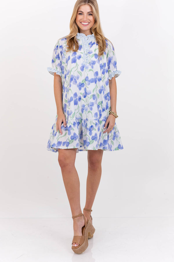 This One Stays Blue Floral Babydoll Dress