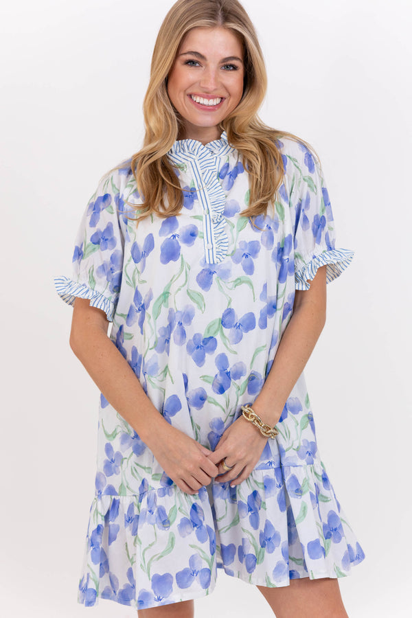This One Stays Blue Floral Babydoll Dress