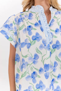 Made For Smiles Blue Ditsy Floral Blouse
