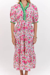 At Dusk Pink Abstract Midi Dress