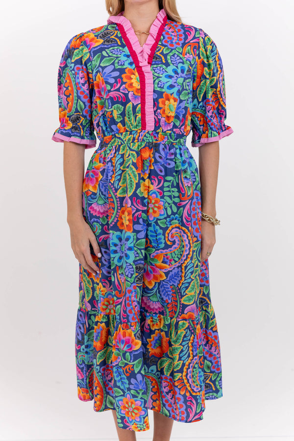 Where The Heart Is Navy Floral Midi Dress