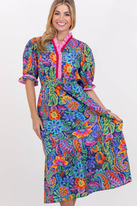 Where The Heart Is Navy Floral Midi Dress