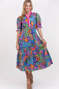 Where The Heart Is Navy Floral Midi Dress