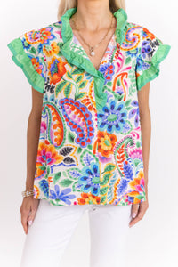 All Day Ease Cream Floral Blouse