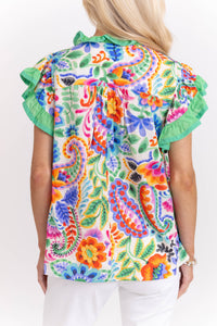 All Day Ease Cream Floral Blouse