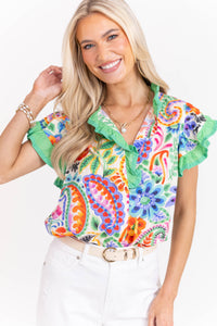 All Day Ease Cream Floral Blouse