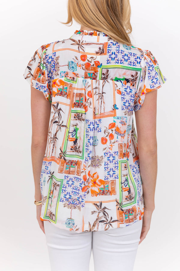 Main Street Moment Peach Abstract Blouse