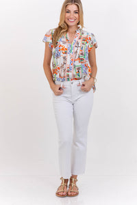 Main Street Moment Peach Abstract Blouse
