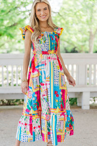 So Very Loved Blue Floral Midi Dress