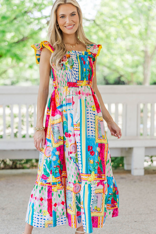 So Very Loved Blue Floral Midi Dress