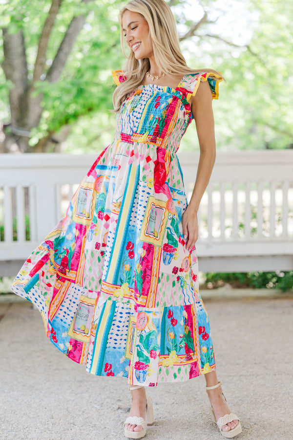 So Very Loved Blue Floral Midi Dress