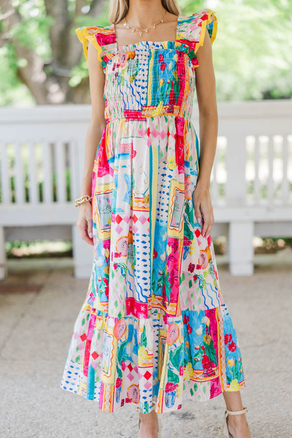So Very Loved Blue Floral Midi Dress