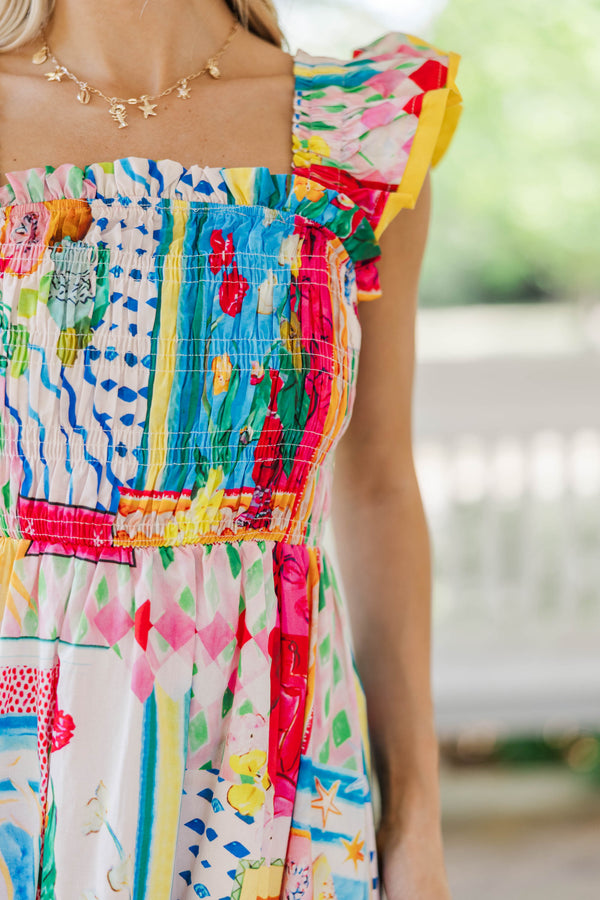 So Very Loved Blue Floral Midi Dress