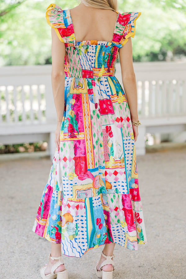 So Very Loved Blue Floral Midi Dress