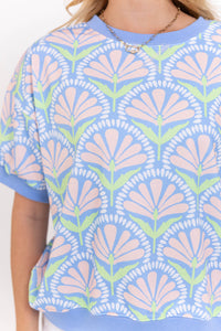 Center of Attention Blue Floral Blouse