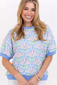 Center of Attention Blue Floral Blouse
