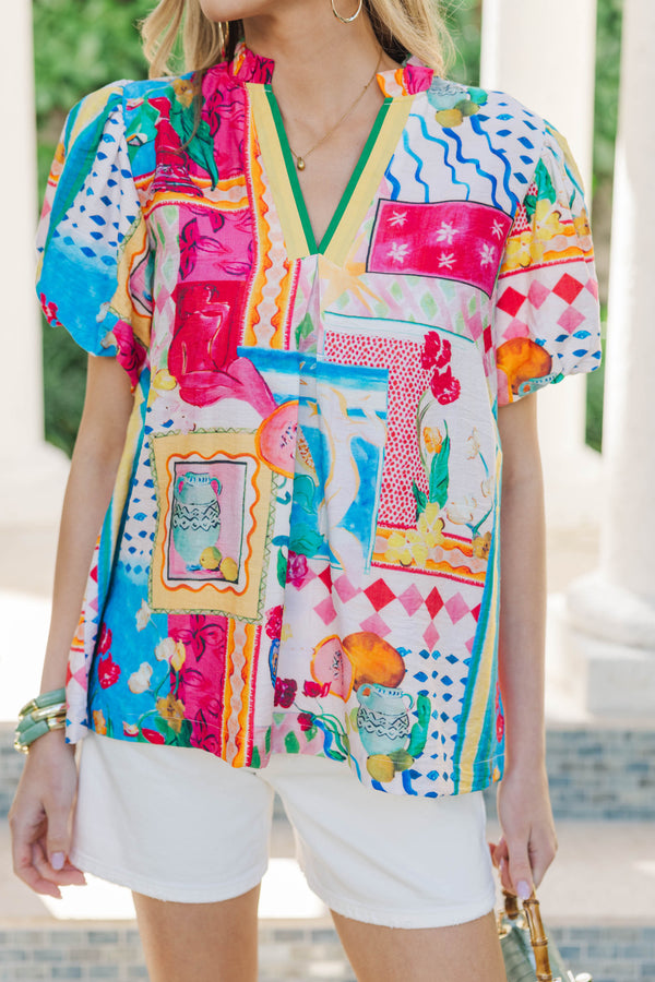 Oh So Lovely Blue Abstract Blouse