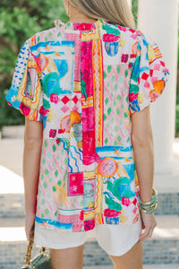 Oh So Lovely Blue Abstract Blouse