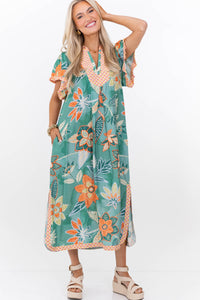Here’s To Today Green Abstract Midi Dress