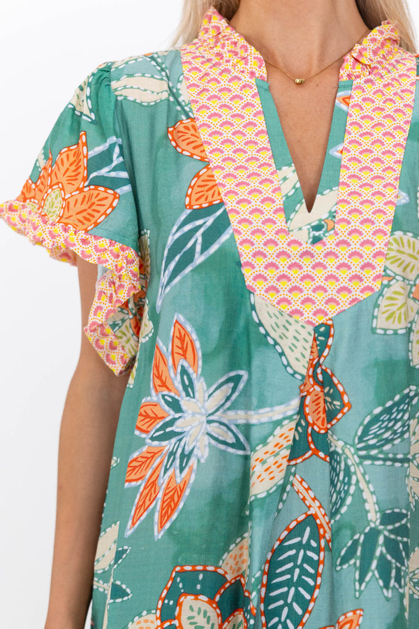 Here’s To Today Green Abstract Midi Dress